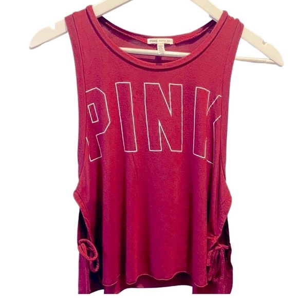3/$25 🍄 PINK Super Soft Side Tie Crop Tank Size XS - Picture 6 of 8